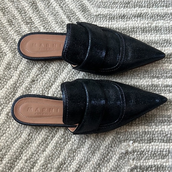 New Marni Blue Metallic Mules 37.5 - Picture 9 of 15